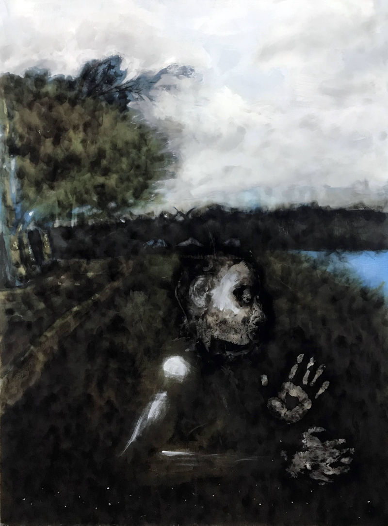 Lamb, 40x46 in, smoke and oil paint