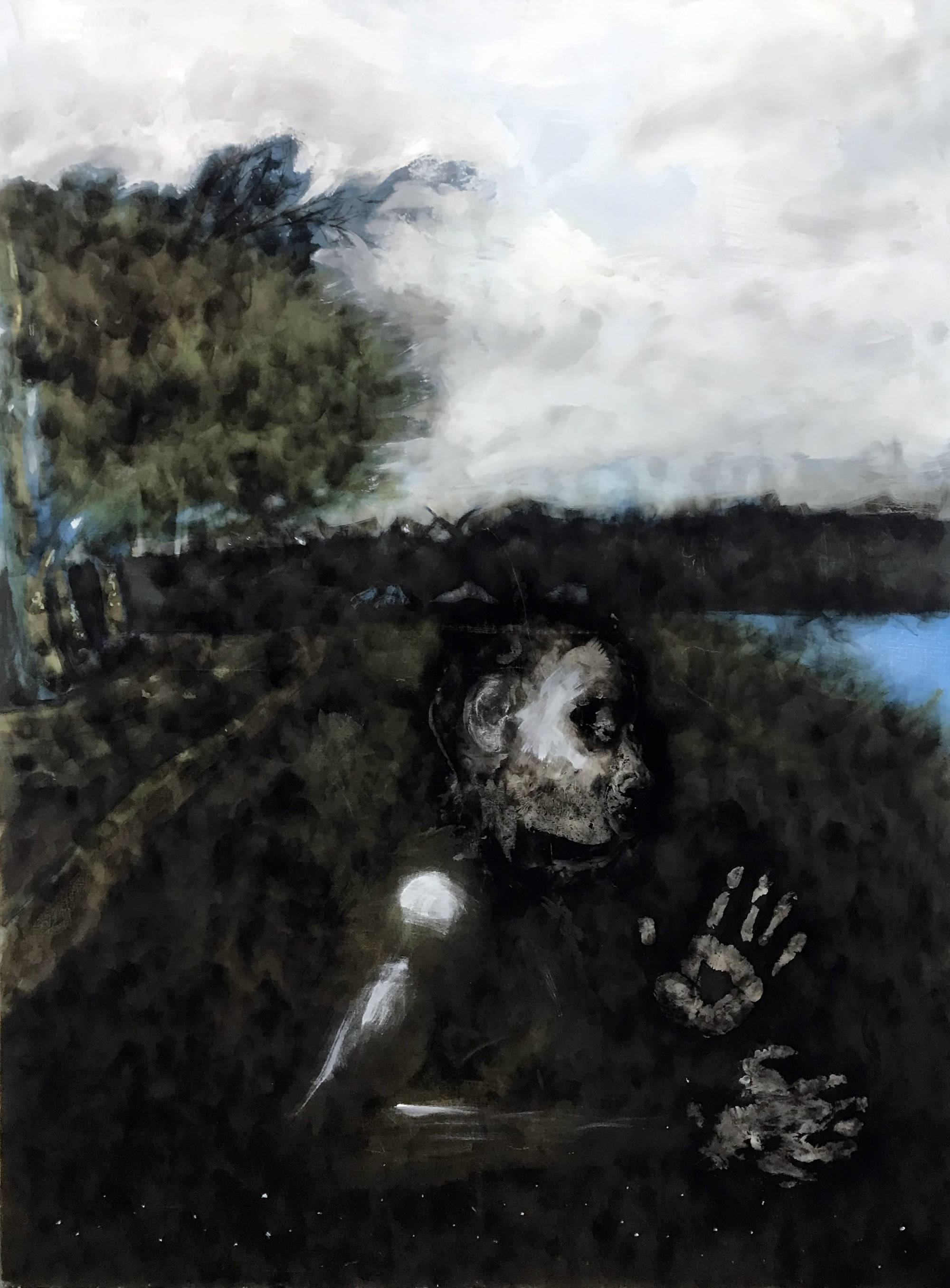 Lamb, 40x46 in, smoke and oil paint
